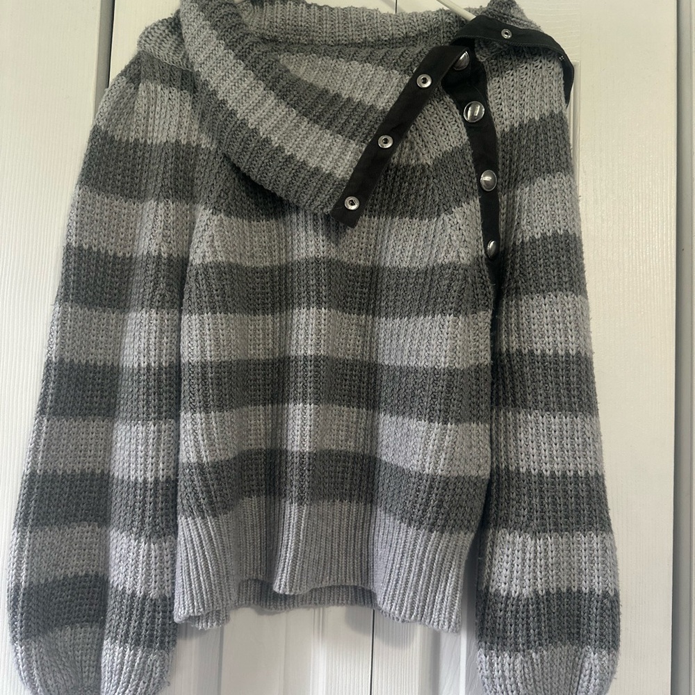 Derek Lam Collective Grey Striped Sweater